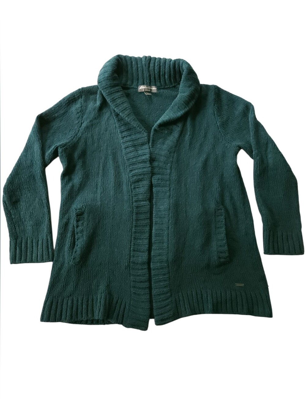 Eddie Bauer Lounge Teal Green Shawl Open Front Cardigan Sz XL